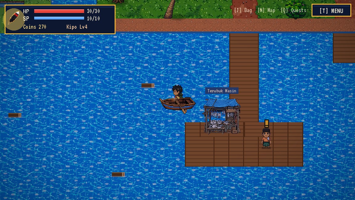 Rowing a sampan
